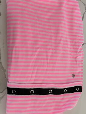 lululemon athletica Pink and White Striped Scarf with Black Trim
